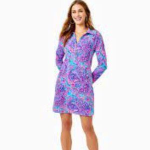 Lilly Pulitzer Ports Long Sleeve Dress in Turquoise Oasis Shelleidoscope